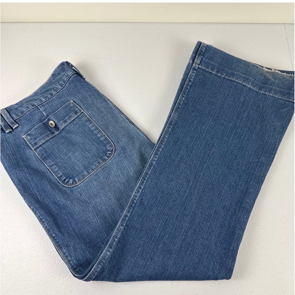 Y2K Vintage Old Navy Low Waist Stretch Wide Leg Jeans Utility Medium Wash‎ 18